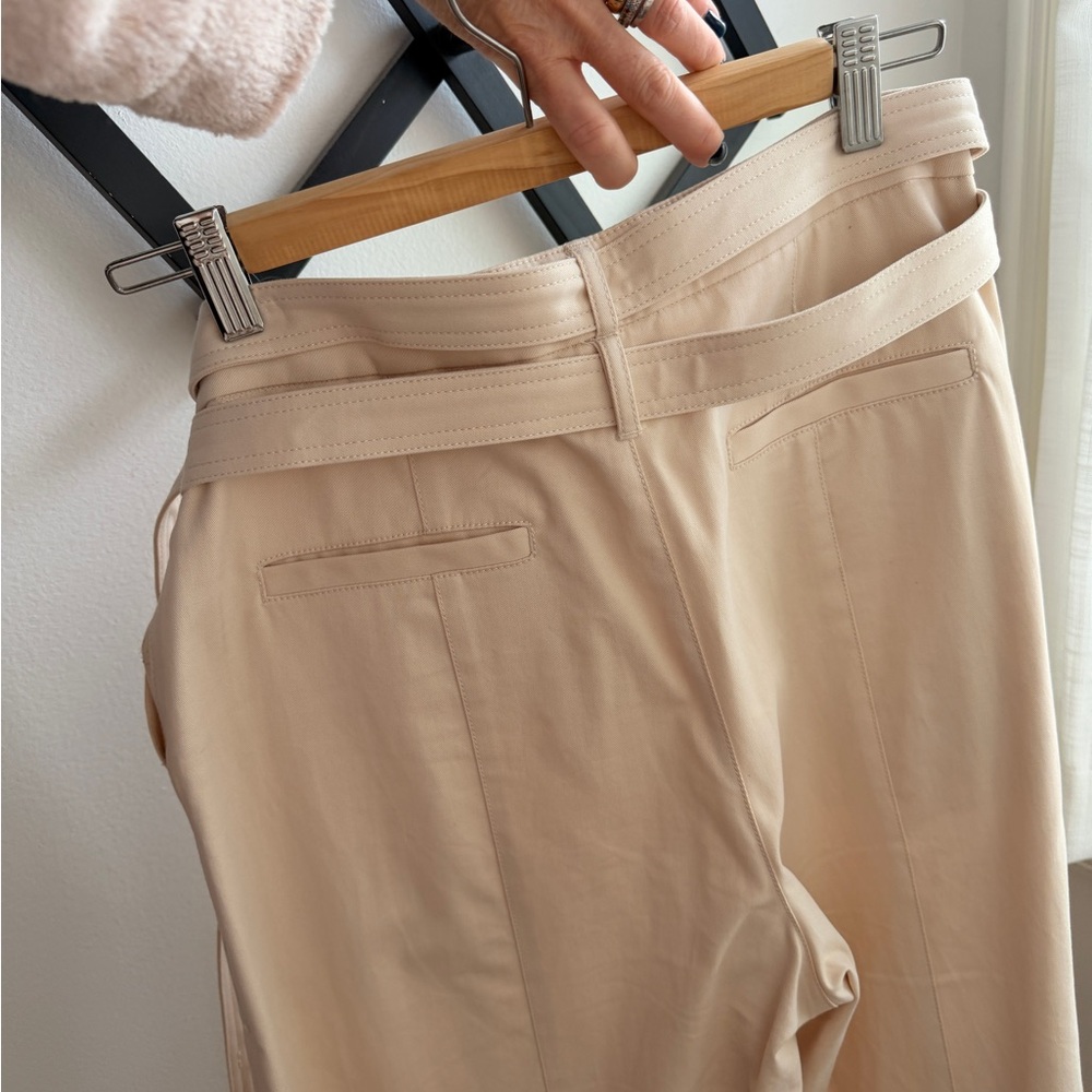 Cinq a Sept Women's Cream Wide-Leg double belt Pants - Picture 3 of 6